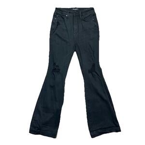 Judy Blue Black Flare Jeans High Rise Stretch Distressed 9/29 (27x33)